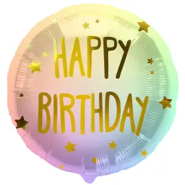 Folieballong Happy Birthday Stjerner Pastell