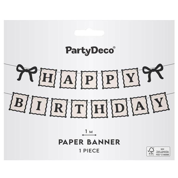 Happy Birthday Girlander med Sløyfer 1 m