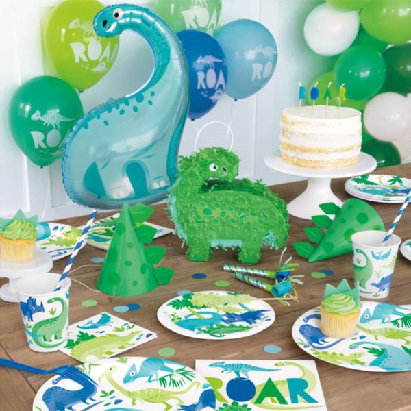 Dinosaur Folieballong Happy Birthday Grønn & Blå