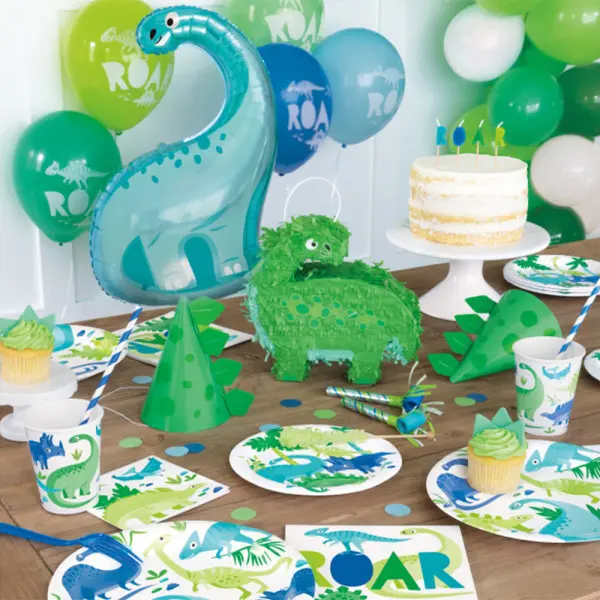 Dinosaur Papptallerkener Grønn & Blå
