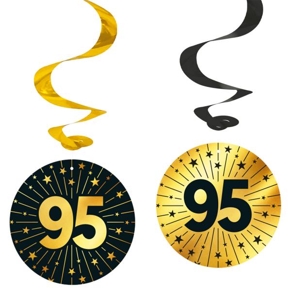 Hengende Swirls 95 år Gull/Svart 4-pakning