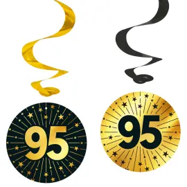 Hengende Swirls 95 år Gull/Svart 4-pakning