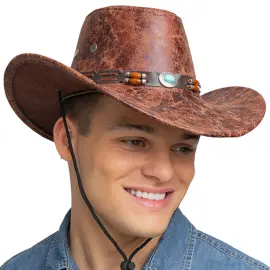 Cowboyhatt Kunstl&aelig;r Brun