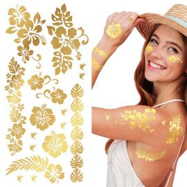 Semi-permanente Tatoveringer Blomster Gull