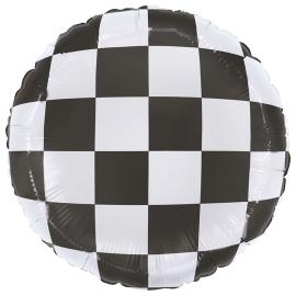 Rund Folieballong Sjakkrutete 35 cm