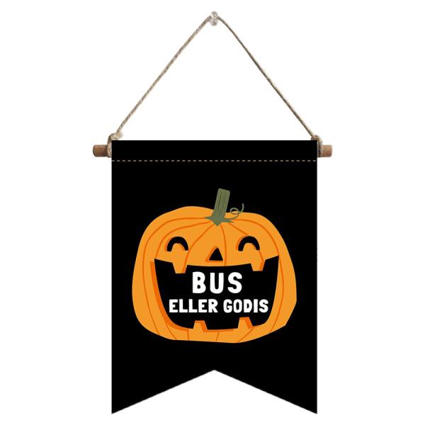 Halloween Skilt Bus eller Godis