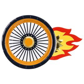 Papptallerkener Hjul med Flammer 6-pakning