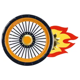 Papptallerkener Hjul med Flammer 6-pakning