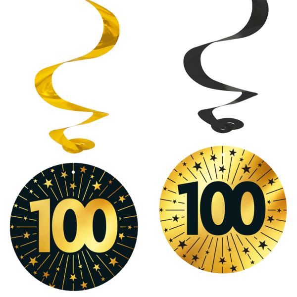 Hengende Swirls 100 år Gull/Svart 4-pakning