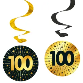 Hengende Swirls 100 år Gull/Svart 4-pakning