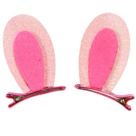 Kanin&oslash;rer med H&aring;rklemmer Rosa 4x7 cm 2-pakning