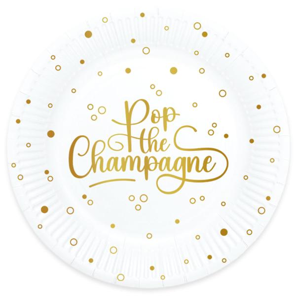 Papptallerkener Pop the Champagne 8-pakning