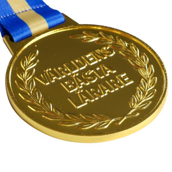 Gullmedalje med Bånd Världens Bästa Lärare 6,3 cm