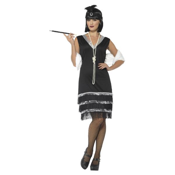 Flapper Kjole med Pelsboa Kostyme
