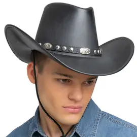Cowboyhatt Kunstl&aelig;r Svart