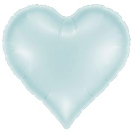Folieballong Hjerte Satin Pastellbl&aring; 37 x 36 cm