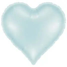 Folieballong Hjerte Satin Pastellbl&aring; 37 x 36 cm