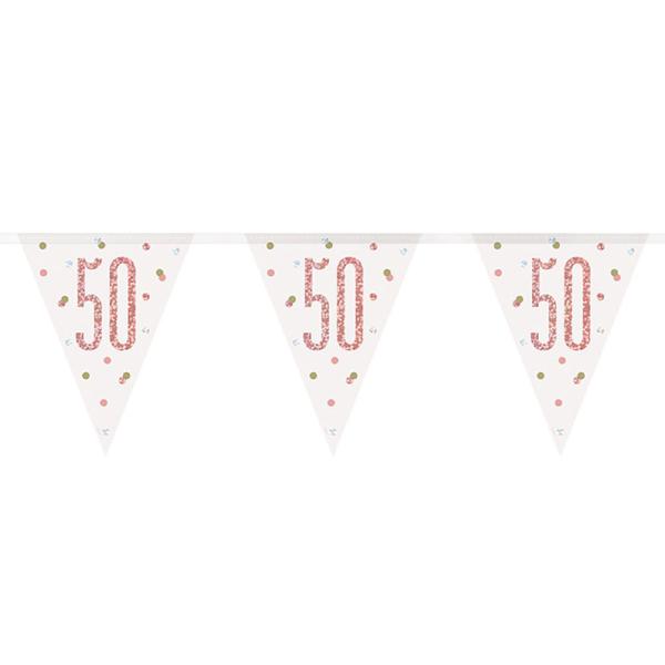 Flaggirlander 50 år Hvit & Rosegull