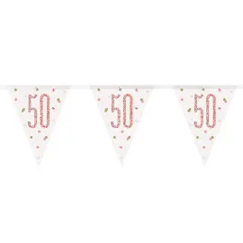 Flaggirlander 50 &aring;r Hvit & Rosegull