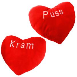 R&oslash;d Hjertepude med Tekst 29 cm