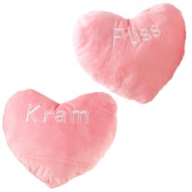 Rosa Hjertepude med Tekst 29 cm
