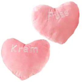 Rosa Hjertepude med Tekst 29 cm