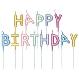 Bokstavlys Happy Birthday Perlemor 2,7 cm