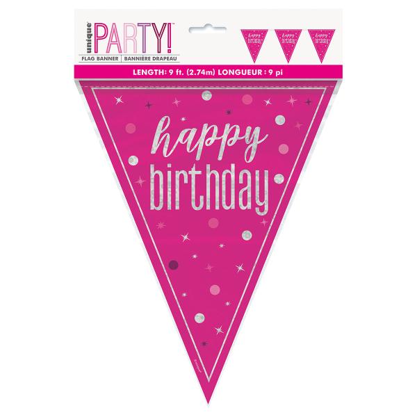 Happy Birthday Vimpelgirlander Cerise 2,74 m