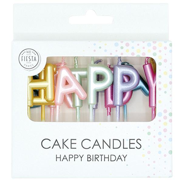 Bokstavlys Happy Birthday Perlemor 2,7 cm