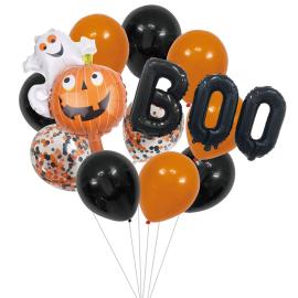 Ballongsett Halloween BOO Oransje/Svart
