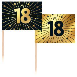 Partypicks 18 år Gull/Svart 50-pakning