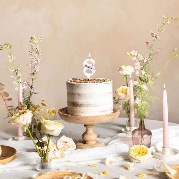 Hvit Kakelys med Blomsterblad