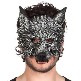 Halvmaske Ulv S&oslash;lv/Svart