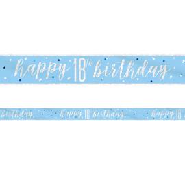 Happy 18th Birthday Banner Blå & Sølv