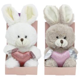 Kosedyr Kanin med Skimrende Hjerte 16 cm