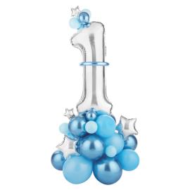 1-års Ballongbukett Sølv & Blå