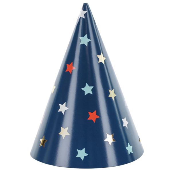 Partyhatter Stjerner Mørkblå