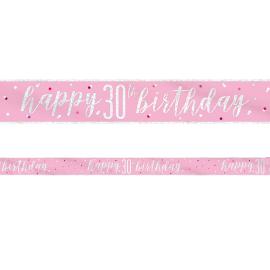 Happy 30th Birthday Banner Rosa & Sølv