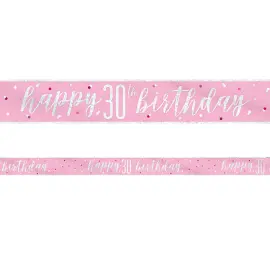 Happy 30th Birthday Banner Rosa & Sølv