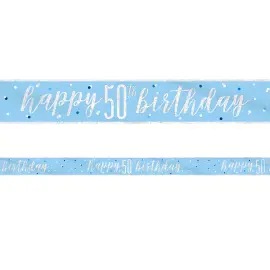 Happy 50th Birthday Banner Blå & Sølv