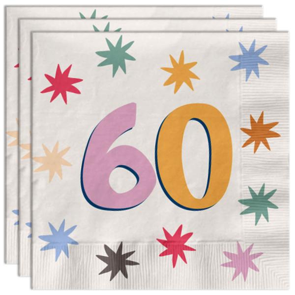 Papirservietter med Stjerner 60 år 20-pakning