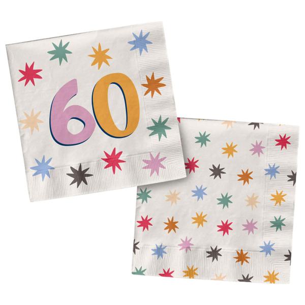 Papirservietter med Stjerner 60 år 20-pakning