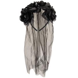 Hårbøyle Svart Brudeslør & Roser
