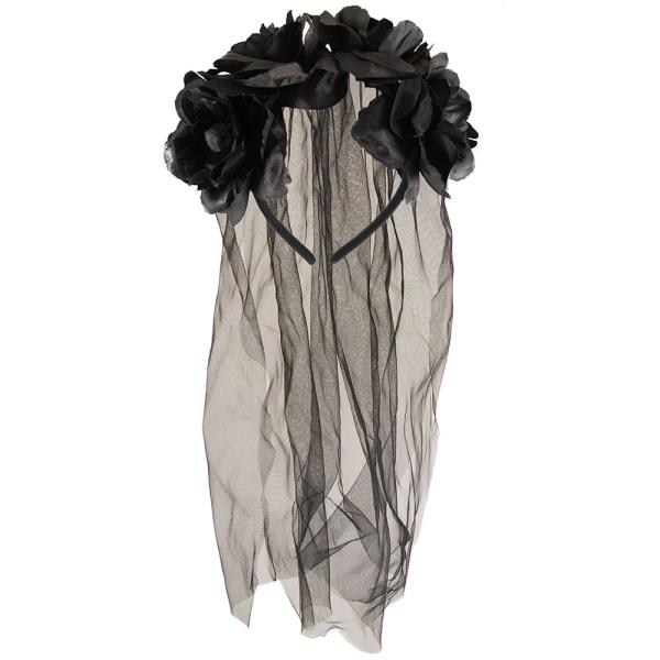 Hårbøyle Svart Brudeslør & Roser