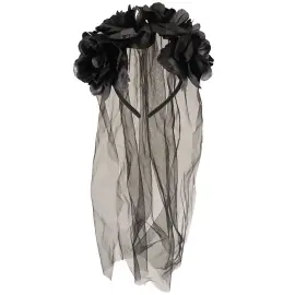 Hårbøyle Svart Brudeslør & Roser