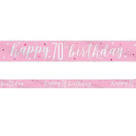 Happy 70th Birthday Banner Rosa & Sølv