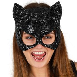 Halvmaske Katt med Strass