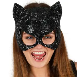 Halvmaske Katt med Strass
