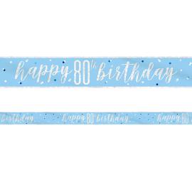 Happy 80th Birthday Banner Blå & Sølv