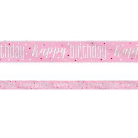 Happy Birthday Banner Rosa & Sølv
